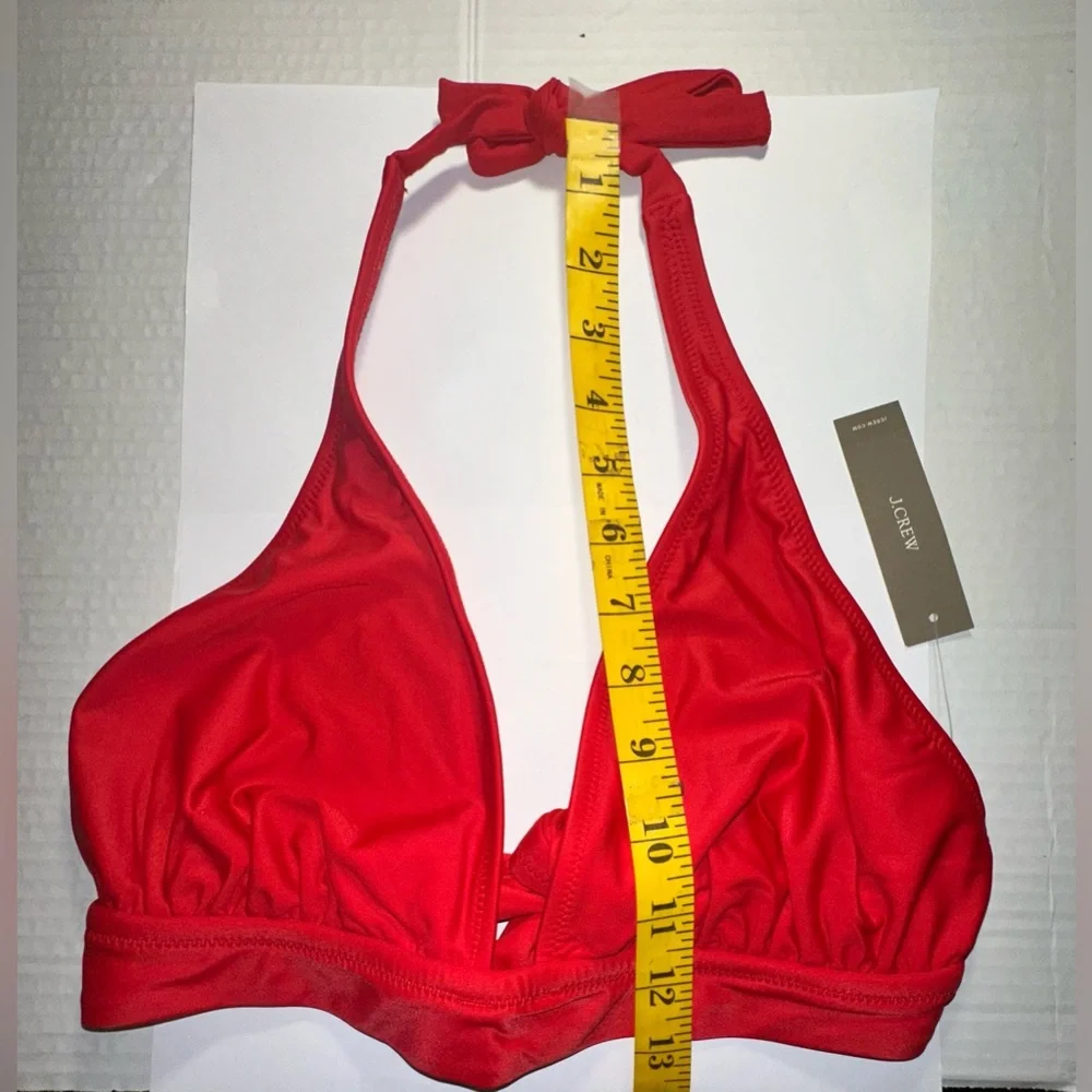 J Crew Bikini Halter Top Tie Back Size XS‎ Red Bright Cerise Swimsuit Beach Swim